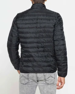 CARRERA - PIUMINO UOMO NERO ULTRALEGGERO IN RIPSTOP COLLO COREANO