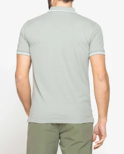 CARRERA - Polo manica corta basic in piquet di cotone perla con bordino a contrasto