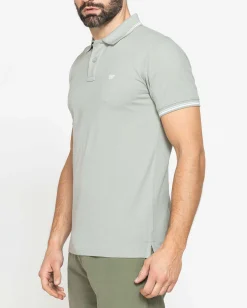 CARRERA - Polo manica corta basic in piquet di cotone perla con bordino a contrasto