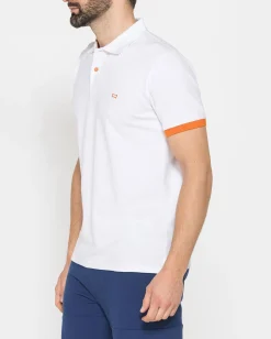 CARRERA - Polo manica corta in piquet elasticizzato bianco