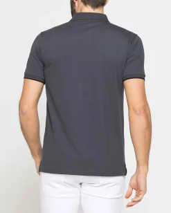 CARRERA - Polo manica corta in piquet elasticizzato antracite