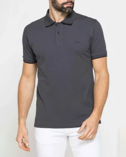 CARRERA - Polo manica corta in piquet elasticizzato antracite