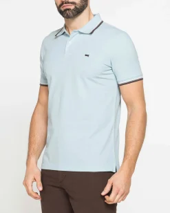 CARRERA - Polo manica corta in piquet celeste