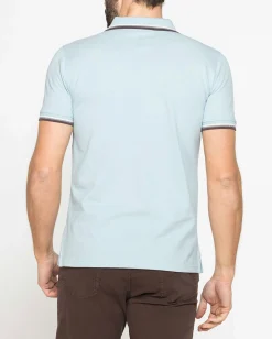 CARRERA - Polo manica corta in piquet celeste
