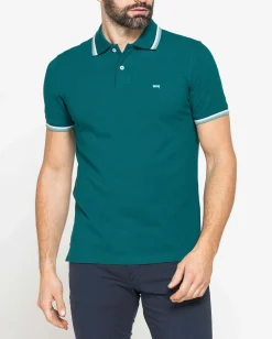 CARRERA - Polo manica corta in piquet petrolio