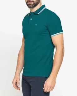 CARRERA - Polo manica corta in piquet petrolio