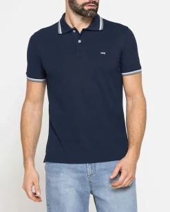 CARRERA - Polo manica corta in piquet blu scuro