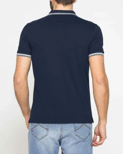 CARRERA - Polo manica corta in piquet blu scuro