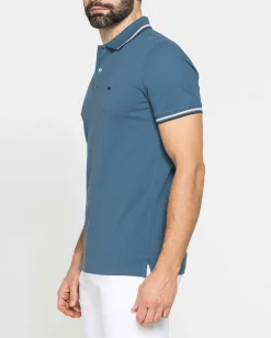 CARRERA - Polo manica corta in piquet blu polvere