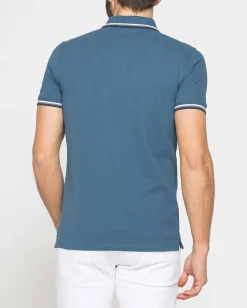 CARRERA - Polo manica corta in piquet blu polvere