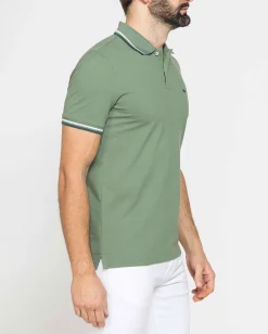 CARRERA - Polo manica corta in piquet verde oliva