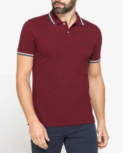 CARRERA - Polo manica corta in piquet bordeaux