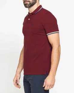 CARRERA - Polo manica corta in piquet bordeaux