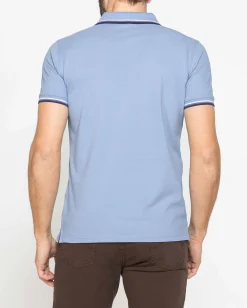 CARRERA - Polo manica corta in piquet azzurra