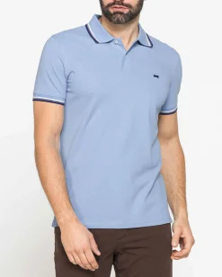 CARRERA - Polo manica corta in piquet azzurra