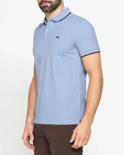 CARRERA - Polo manica corta in piquet azzurra