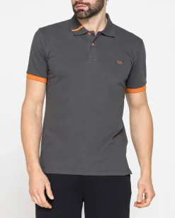 CARRERA - Polo manica corta in piquet elasticizzato grigio