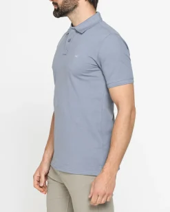 CARRERA - Polo manica corta in piquet di cotone organico celeste