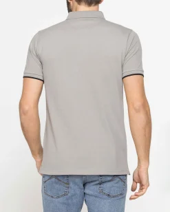 CARRERA - Polo manica corta in piquet elasticizzato grigio chiaro