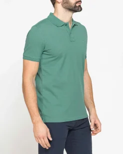 CARRERA - Polo manica corta in piquet di cotone organico verde salvia