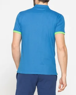 CARRERA - Polo manica corta in piquet elasticizzato blu royal