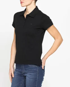 CARRERA - Polo manica corta in tessuto piquet nero da donna