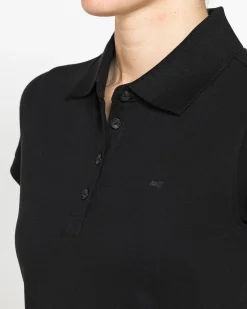 CARRERA - Polo manica corta in tessuto piquet nero da donna
