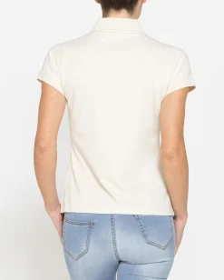 CARRERA - Polo manica corta in tessuto piquet beige da donna