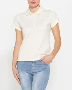 CARRERA - Polo manica corta in tessuto piquet beige da donna