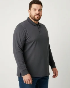 CARRERA - POLO OVER MANICA LUNGA GRIGIO SCURO DA UOMO