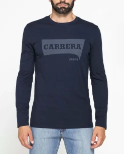 CARRERA - T-SHIRT BLU GIROCOLLO MANICA LUNGA DA UOMO