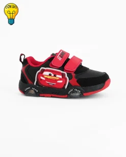 CARS  - Sneakers rossa e nera da bambino con luci e strappi