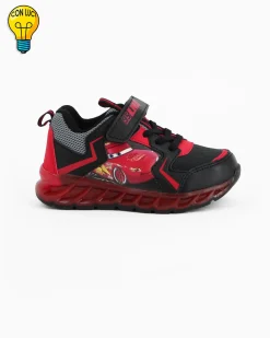 CARS  - Sneakers rossa e nera da bambino con luci e strappo