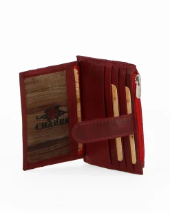 CHARRO - Portacarte rosso in VERA PELLE con ribaltina e tasca portaspicci