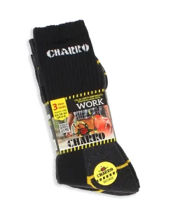 CHARRO - Set 3 paia calzini da lavoro rinforzati neri