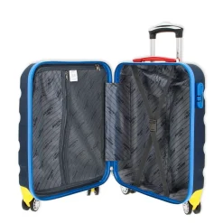 CHARRO - TROLLEY BLU 4 RUOTE IN ABS CON DETTAGLI COLORATI