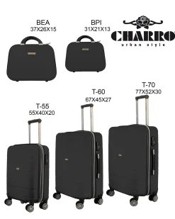 CHARRO - TROLLEY IN ABS A RIGHE ORIZZONTALI CON 4 RUOTE DOPPIE