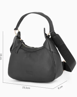 CHESTER POLO ACADEMY - Minibag nera in VERA PELLE con tracolla nastro loggata