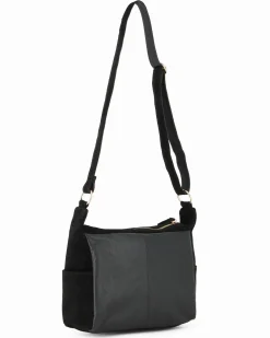CHESTER POLO ACADEMY - Tracolla nera scamosciata in VERA PELLE con tre tasche frontali