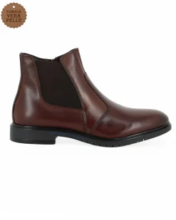 CLASS MAN - Beatles marrone in VERA PELLE con zip laterale