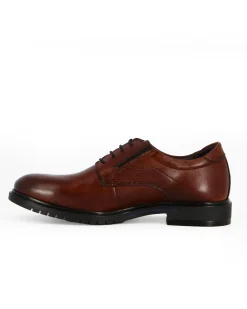CLASS MAN - LINEA FLEX Scarpa marrone in VERA PELLE con lacci ed inserti elasticizzati