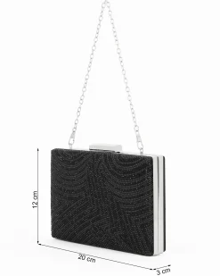 Clutch nera con strass e chiusura in metallo - DIVAS