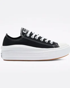 CONVERSE - Sneakers da donna nera e bianca in tessuto con suola alta - CHUCK TAYLOR ALL STAR MOVE