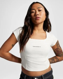 CONVERSE - TOP WORDMARK CORSET TOP BIANCO DA DONNA - 10026506_A02