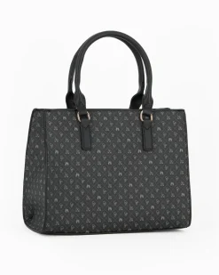 CORTINA POLO STYLE - Borsa due manici nera loggata con tasca frontale, tracolla removibile