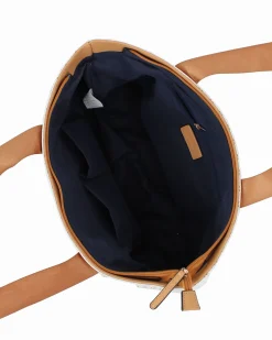 CORTINA POLO STYLE - Borsa shopping beige loggata con doppia tasca frontale
