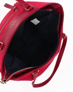 CORTINA POLO STYLE - Borsa shopping rubino con tasca frontale e tracolla removibile