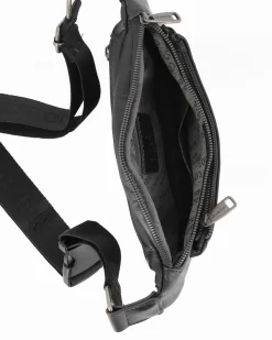 COVERI COLLECTION - Marsupio nero  da uomo con tasca frontale e posteriore