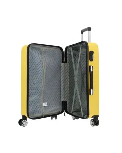 COVERI COLLECTION - TROLLEY ABS GIALLO CON QUATTRO RUOTE DOPPIE E RIGHE ORIZZONTALI