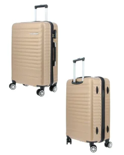 COVERI COLLECTION - TROLLEY ABS CHAMPAGNE CON QUATTRO RUOTE DOPPIE E RIGHE ORIZZONTALI